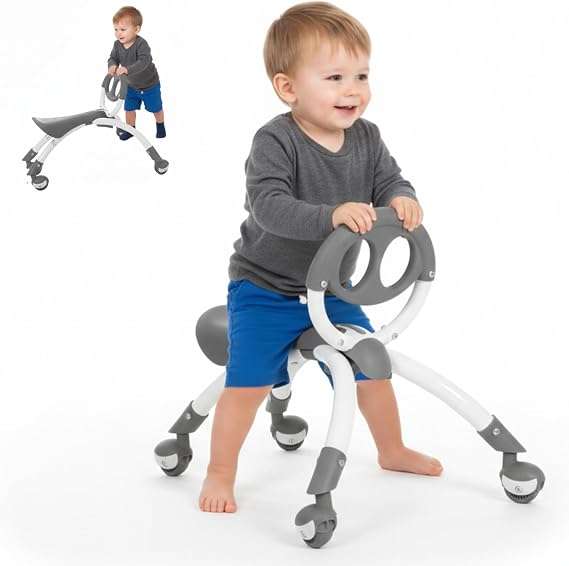 andador y correpasillos YBike Pewi azul con ruedas giratorias para bebés