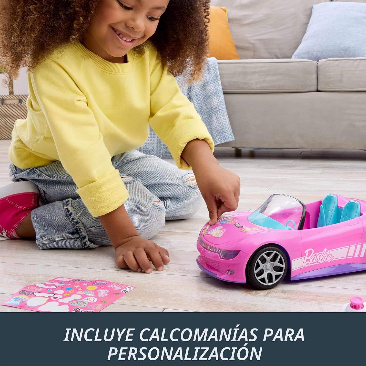 auto a control remoto hot wheels barbie convertible rosa con maletero