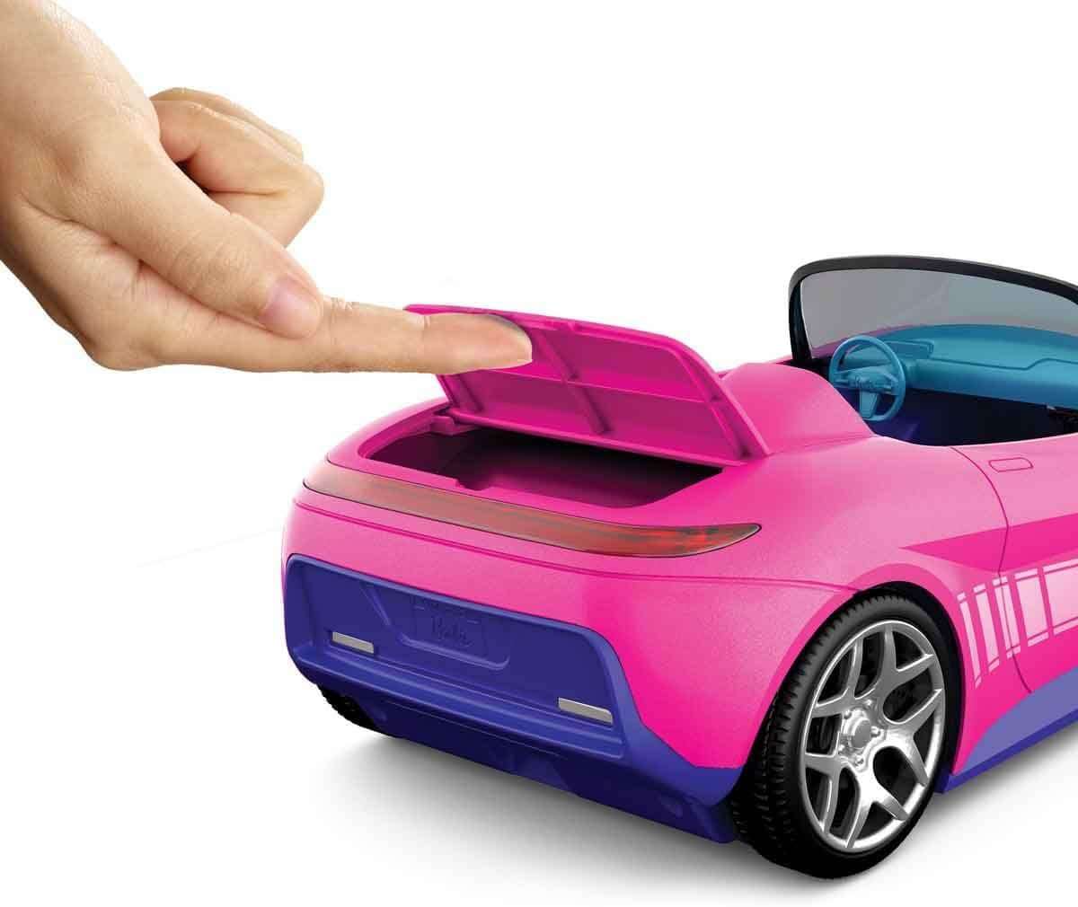 auto a control remoto hot wheels barbie convertible rosa con maletero
