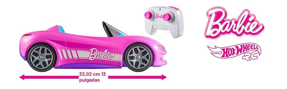 auto a control remoto hot wheels barbie convertible rosa con maletero