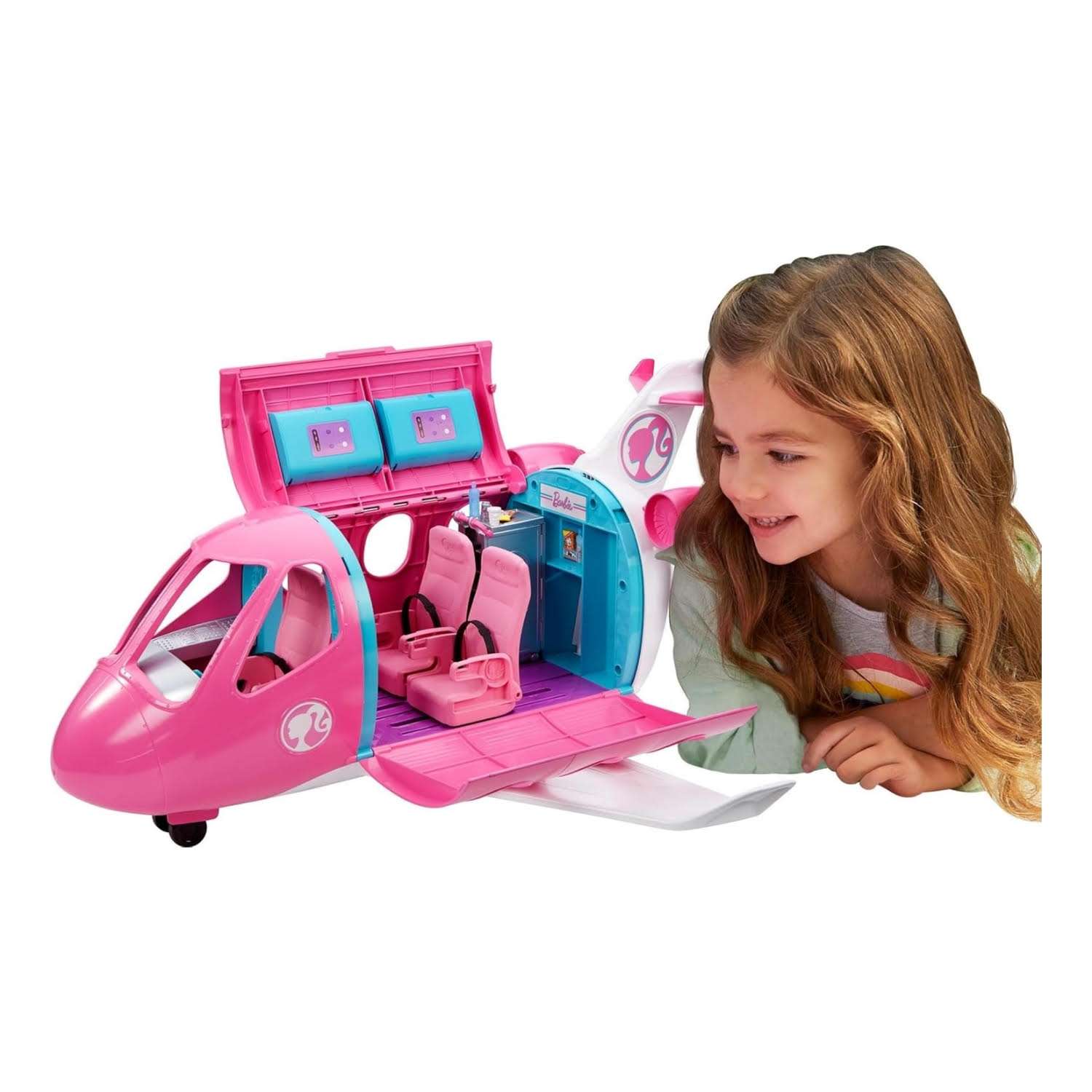 Avion De Barbie Dreamplane Con Asientos Reclinables Y Accesorios Y Cachorro