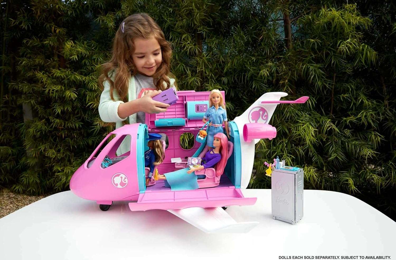 avión de barbie dreamplane con accesorios, cachorro y asientos reclinables