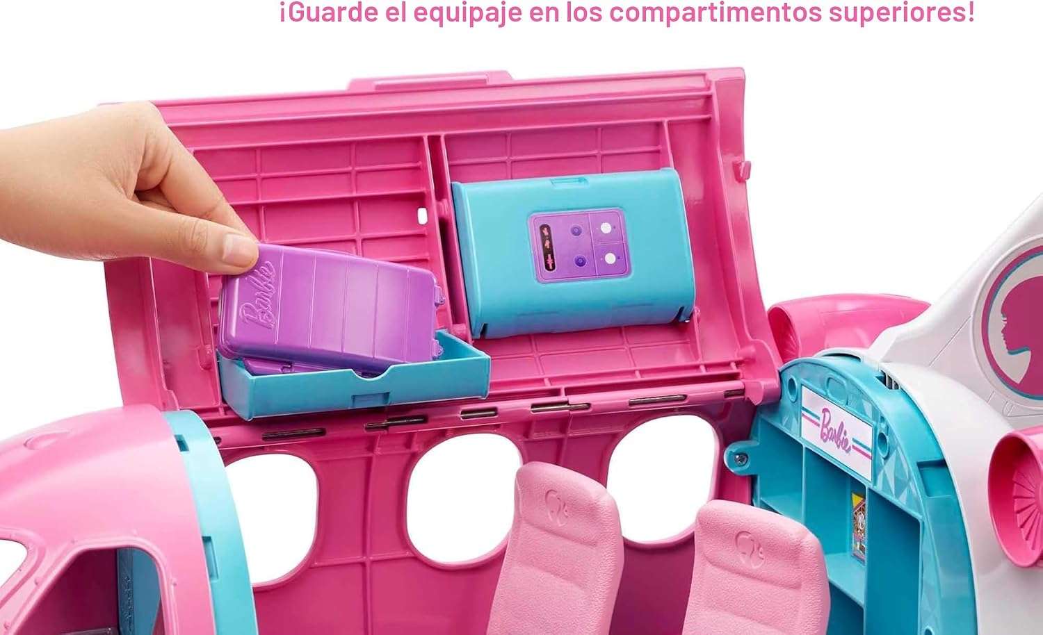 avión de barbie dreamplane con accesorios, cachorro y asientos reclinables