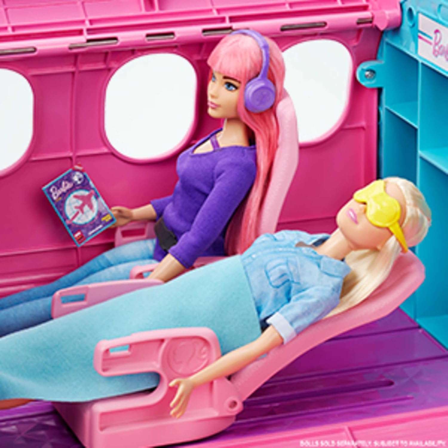 avión de barbie dreamplane con accesorios, cachorro y asientos reclinables