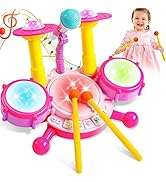Bateria Musical Rosa Con Microfono Tambores Y Luces Para Bebes - Imagen 11