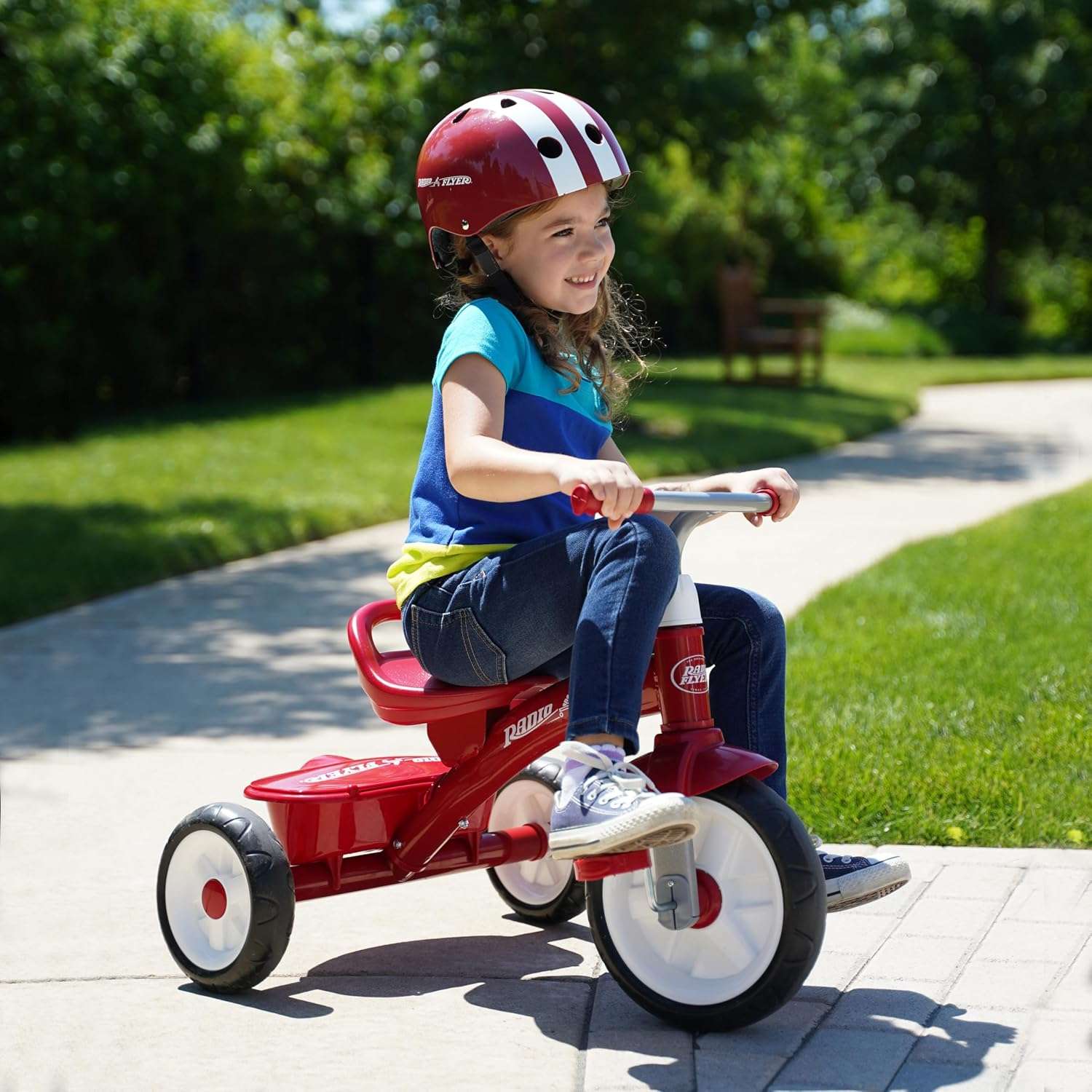 triciclo rojo clásico Radio Flyer Red Rider con asiento ajustable para niños