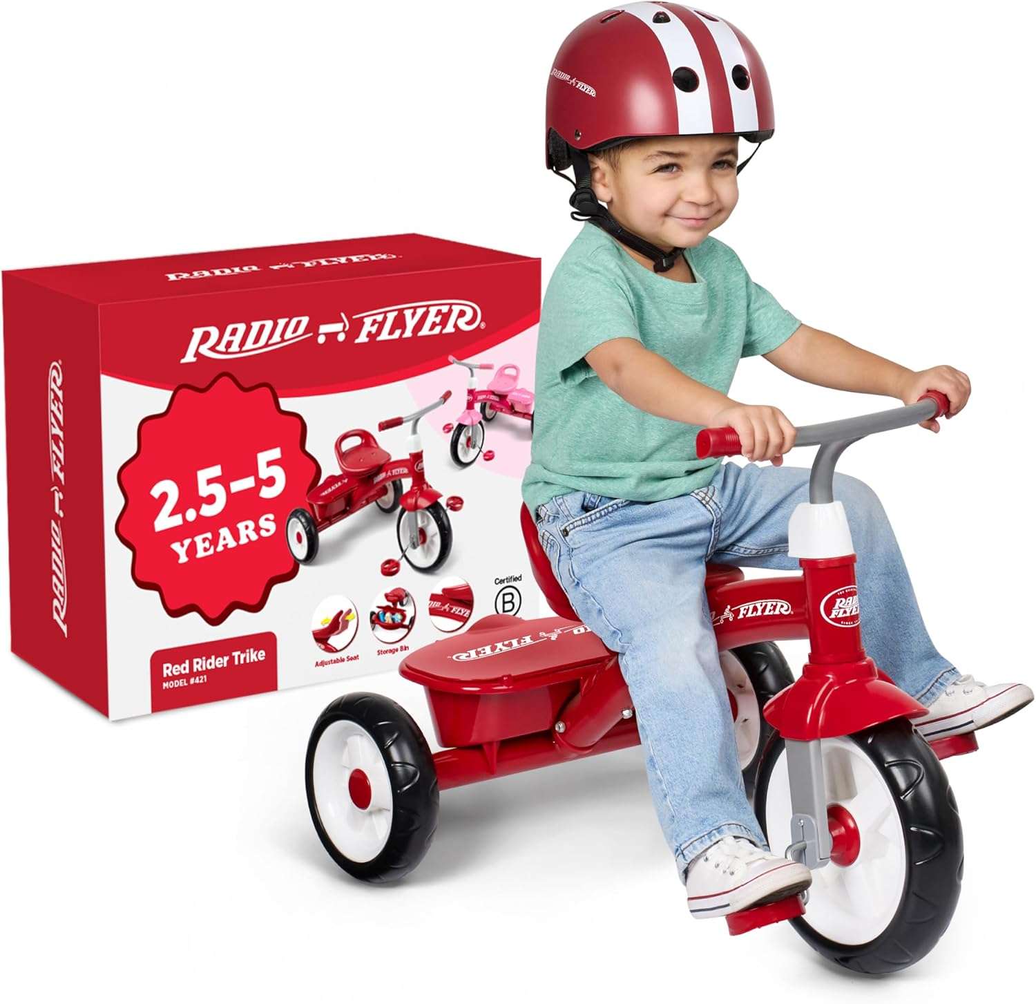 triciclo rojo clásico Radio Flyer Red Rider con asiento ajustable para niños