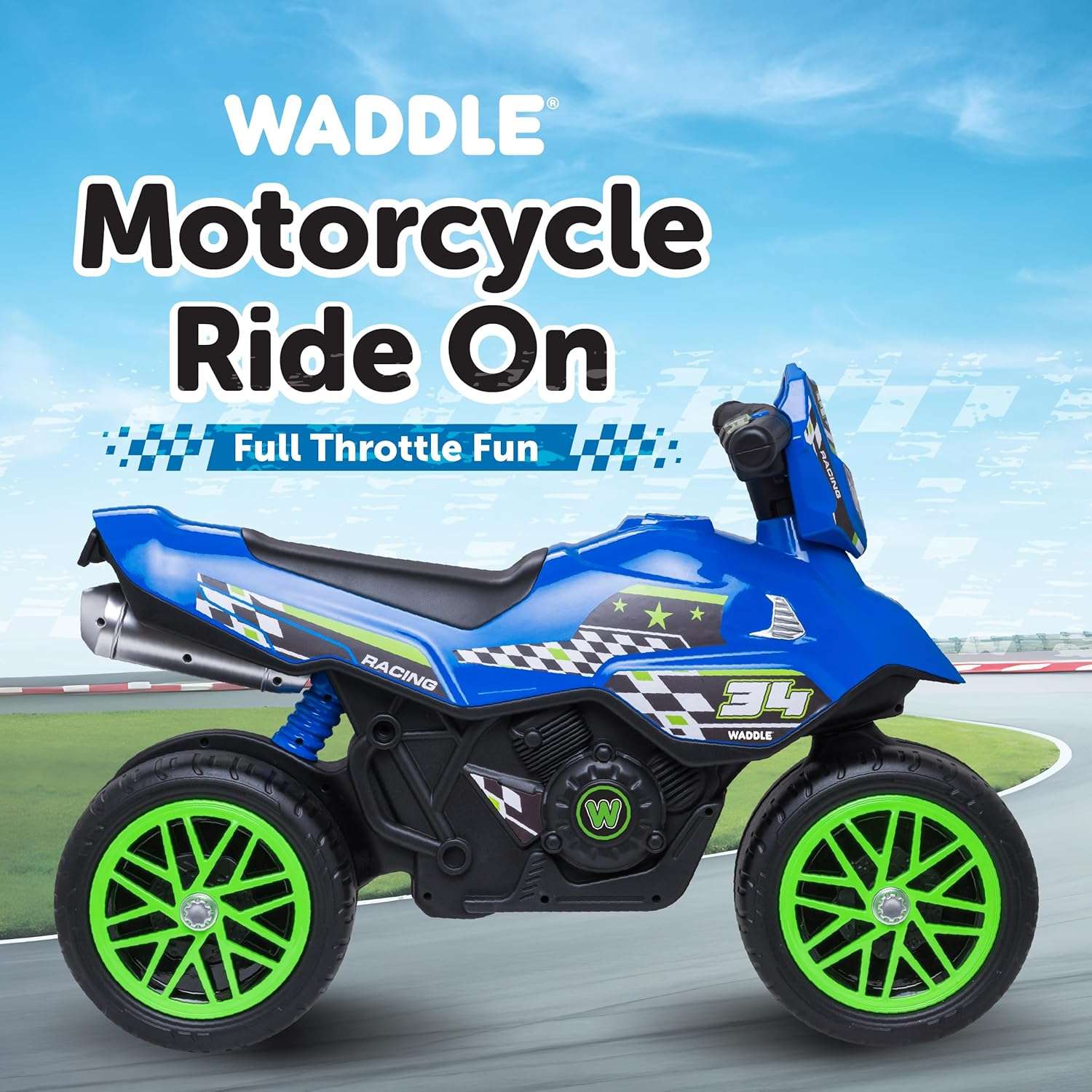 moto de juguete azul con sonidos y ruedas de goma para niños pequeños