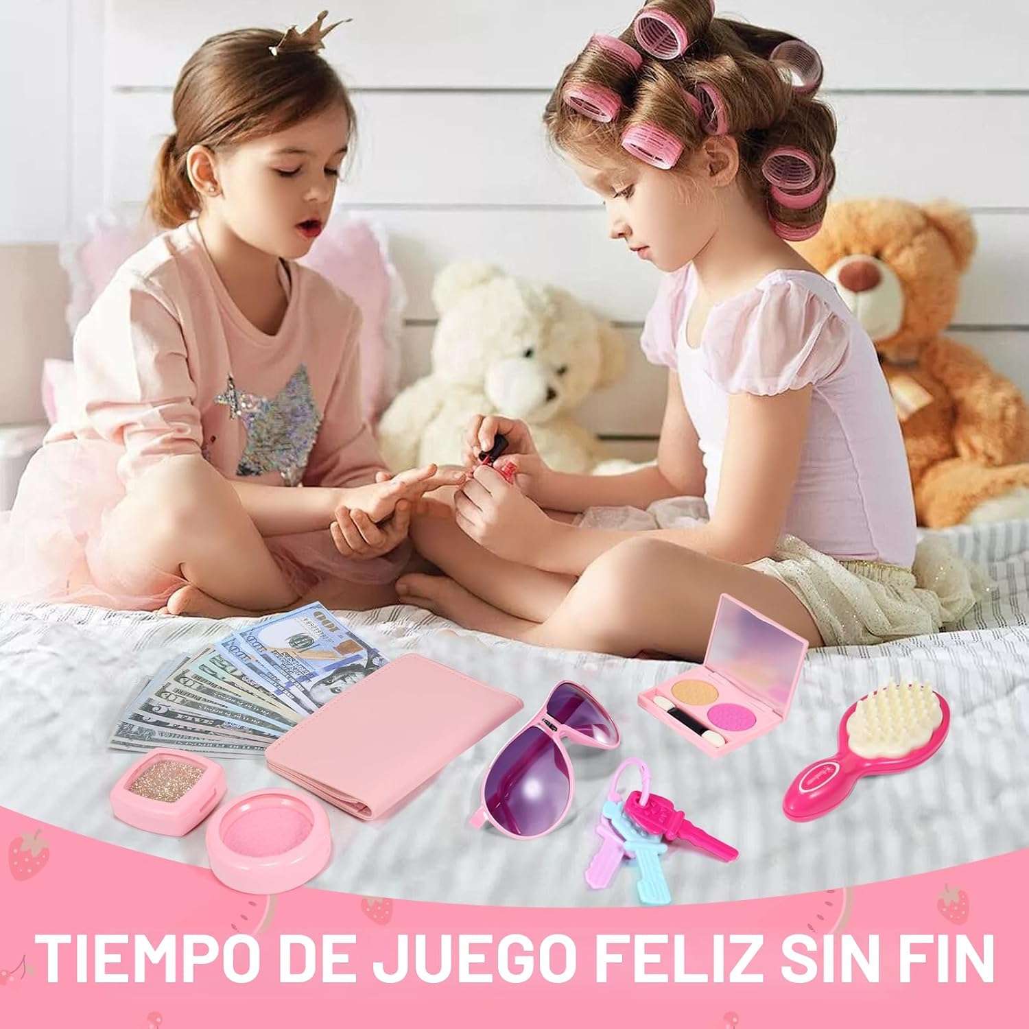 bolso de juguete para niñas con maquillaje falso, teléfono con sonido y accesorios