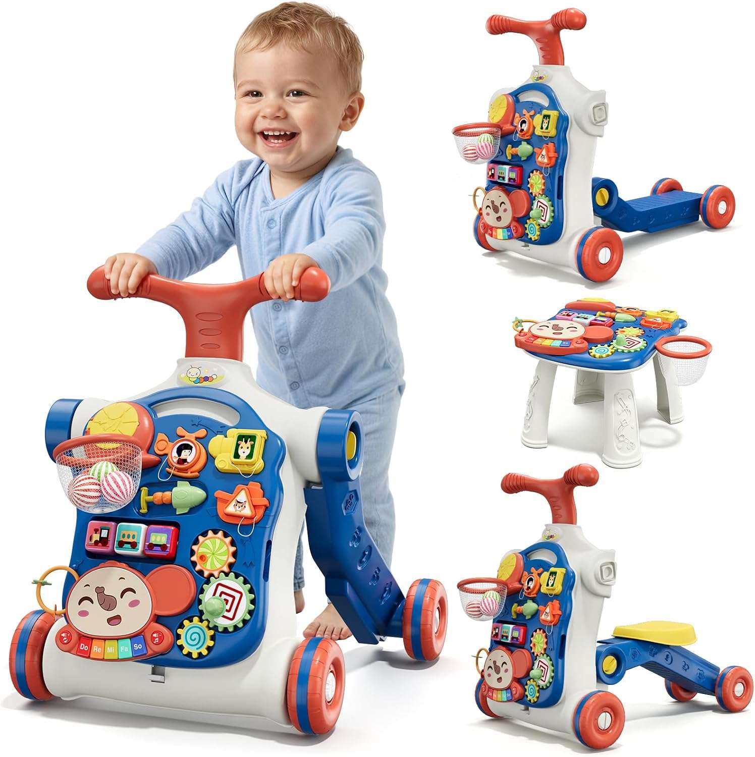 andador y centro de actividades 5 en 1 con piano y juegos didácticos para bebés