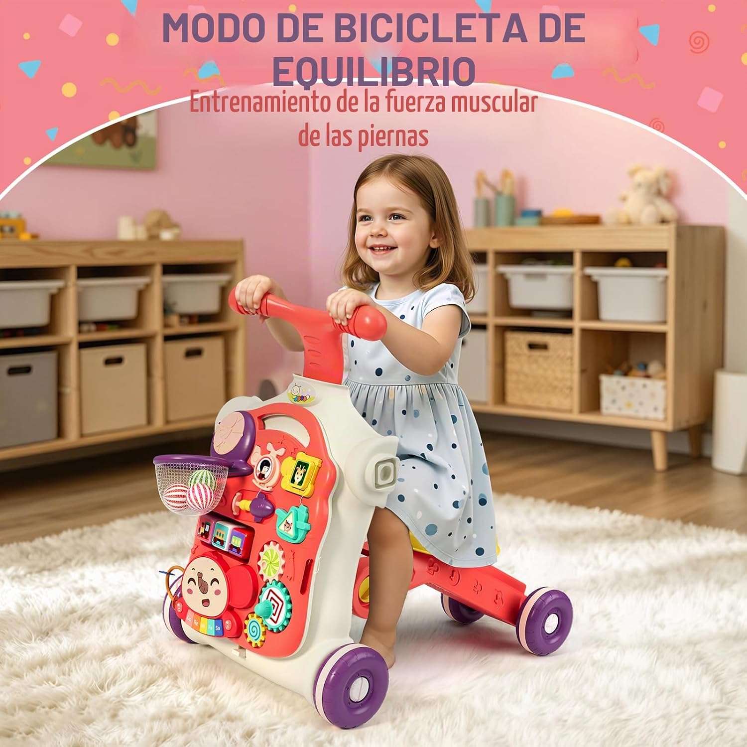 andador y centro de actividades 5 en 1 con piano y juegos didácticos para bebés