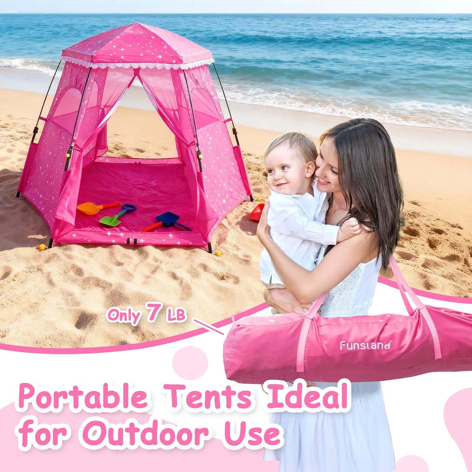 carpa castillo de princesas rosa para niñas con protección UV y gran espacio