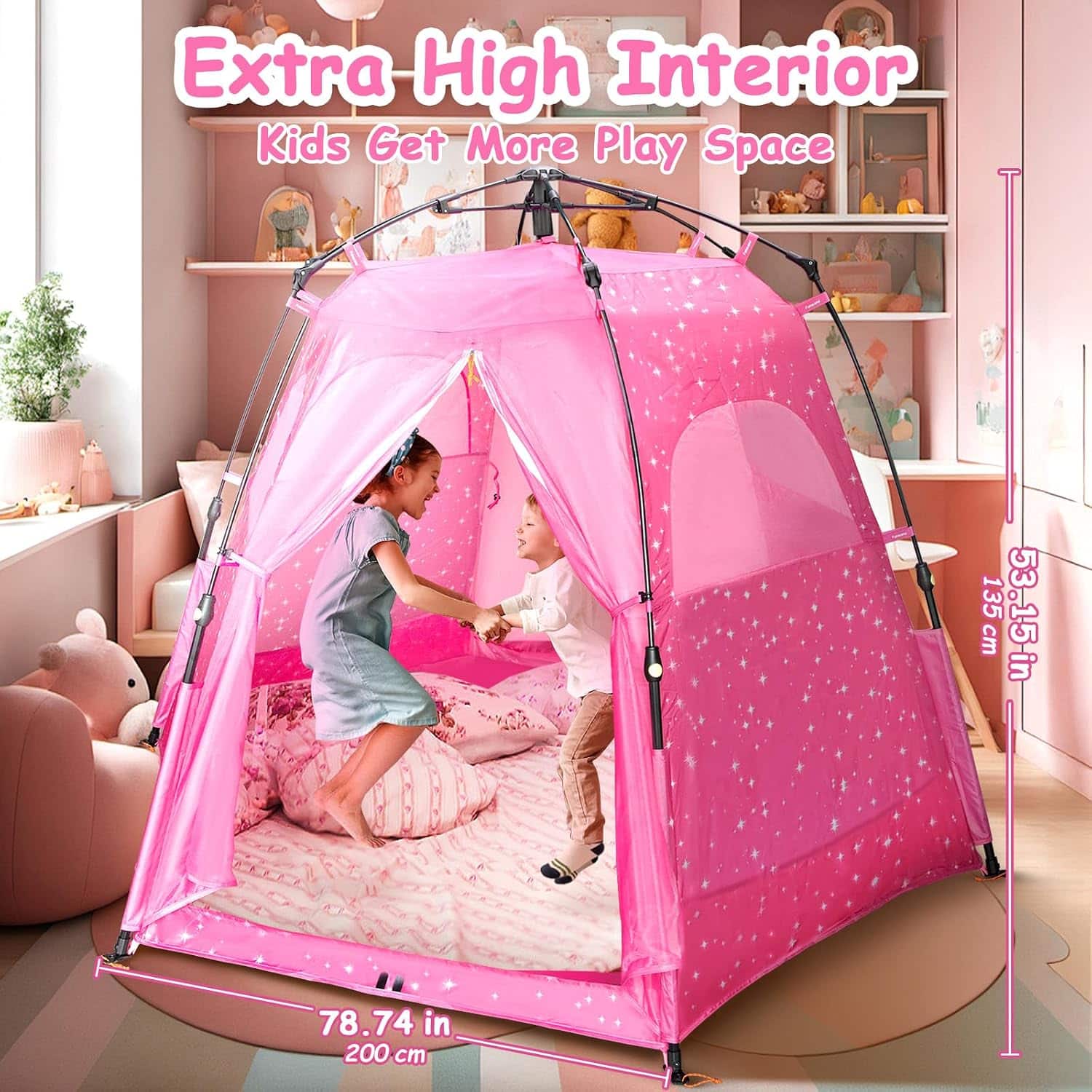 carpa castillo de princesas rosa para niñas con protección UV y gran espacio