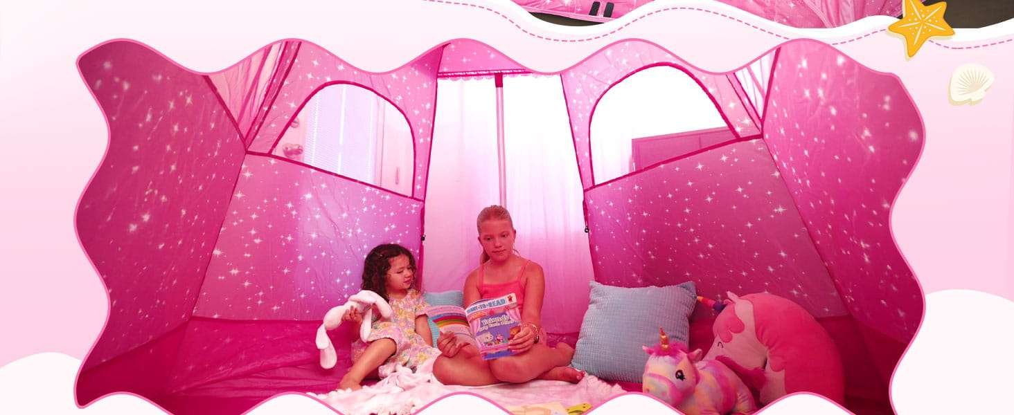 carpa castillo de princesas rosa para niñas con protección UV y gran espacio