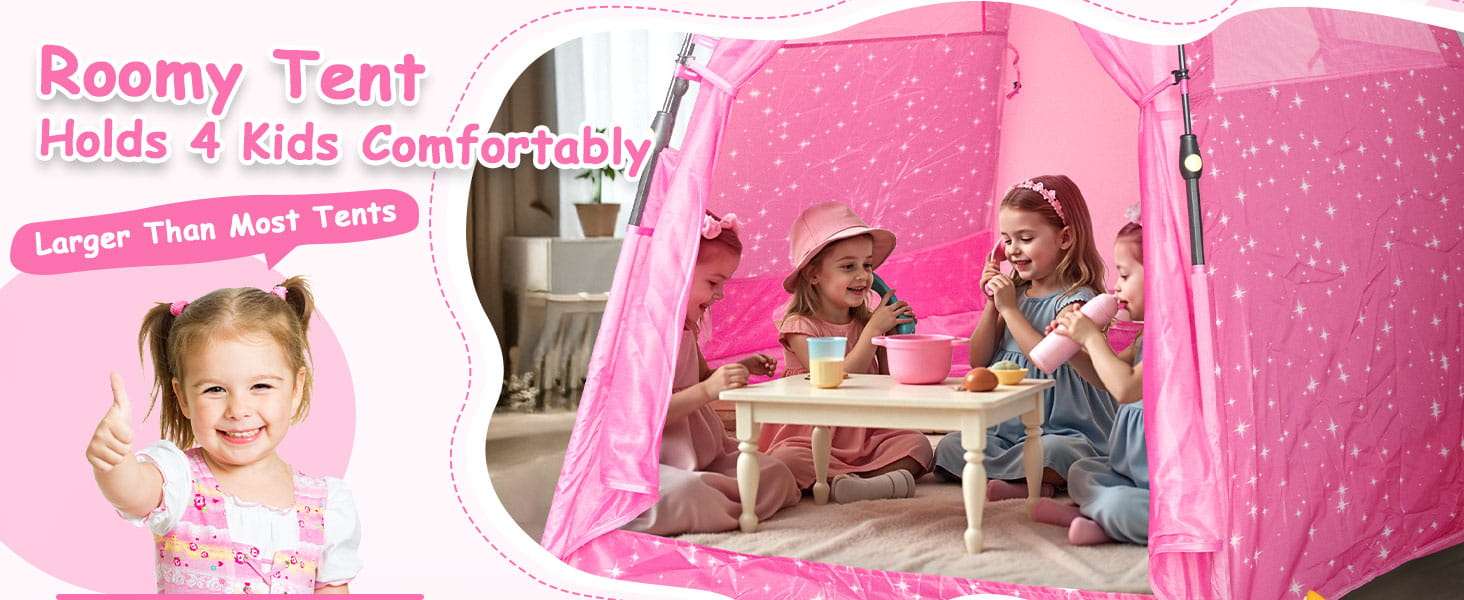 carpa castillo de princesas rosa para niñas con protección UV y gran espacio