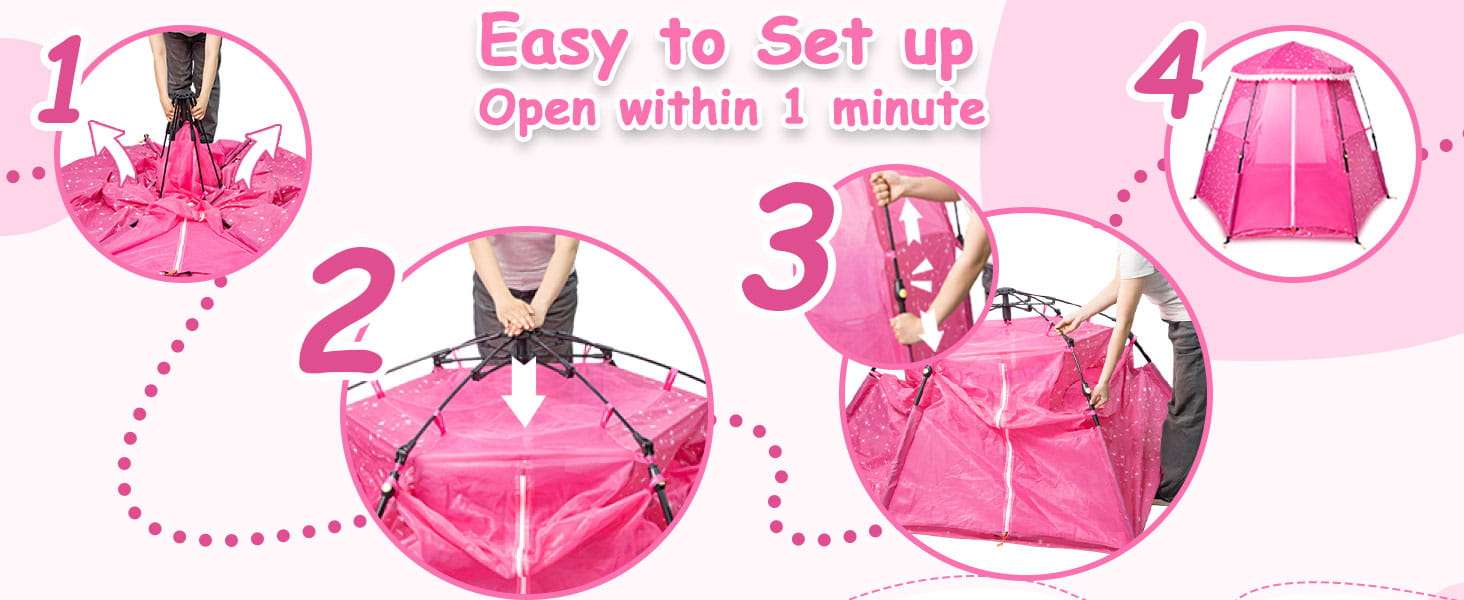 Carpa De Princesas Tipo Castillo Para Niñas Con Proteccion UV 170x200x135 cm - Imagen 6