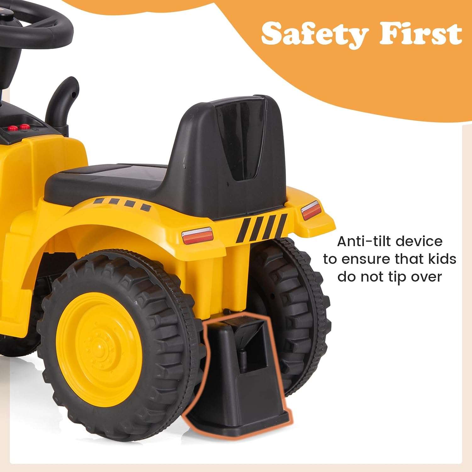 tractor de juguete Caterpillar con remolque desmontable, pala y luces para niños