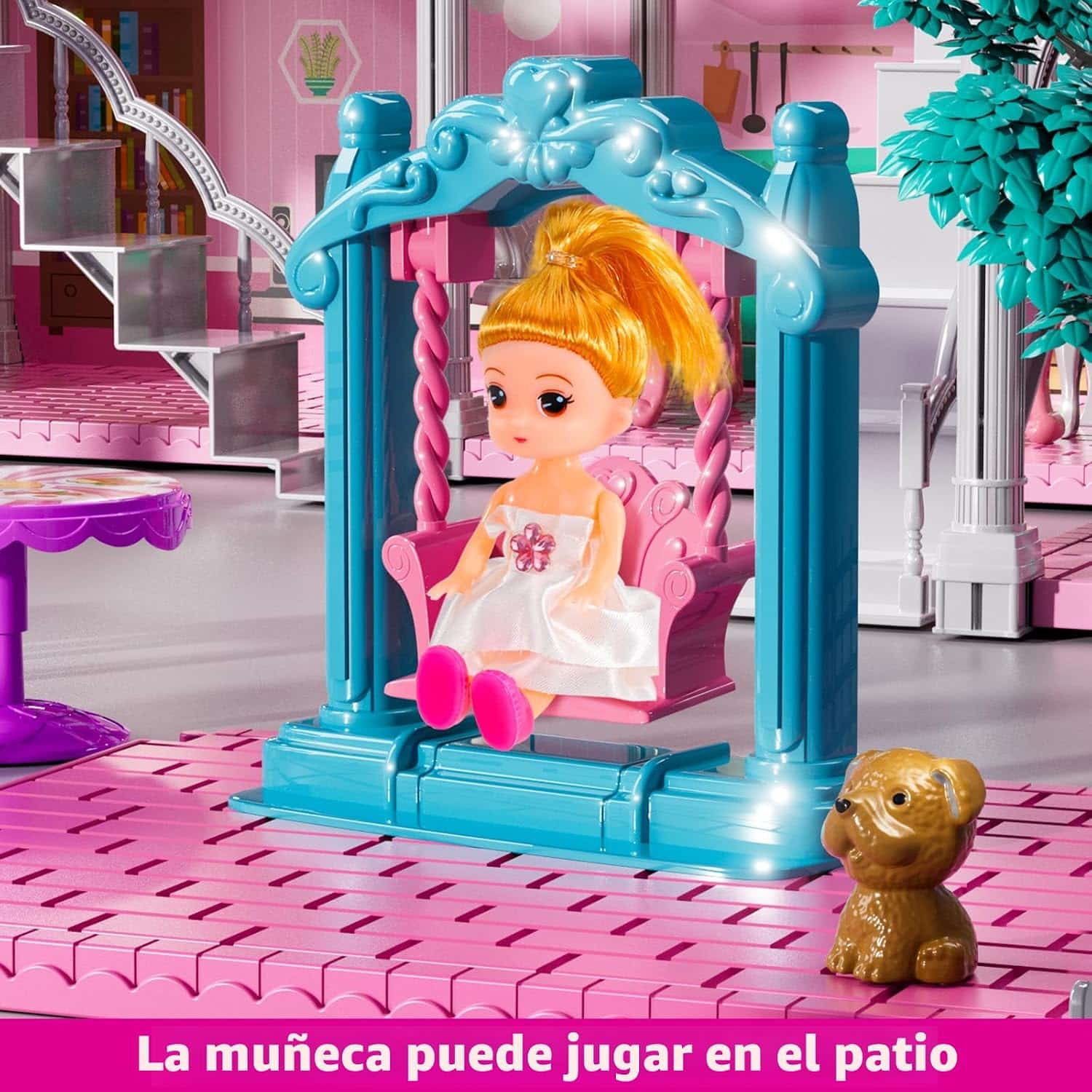 casa de muñecas de 4 pisos y 12 habitaciones con muebles y muñecas para niñas