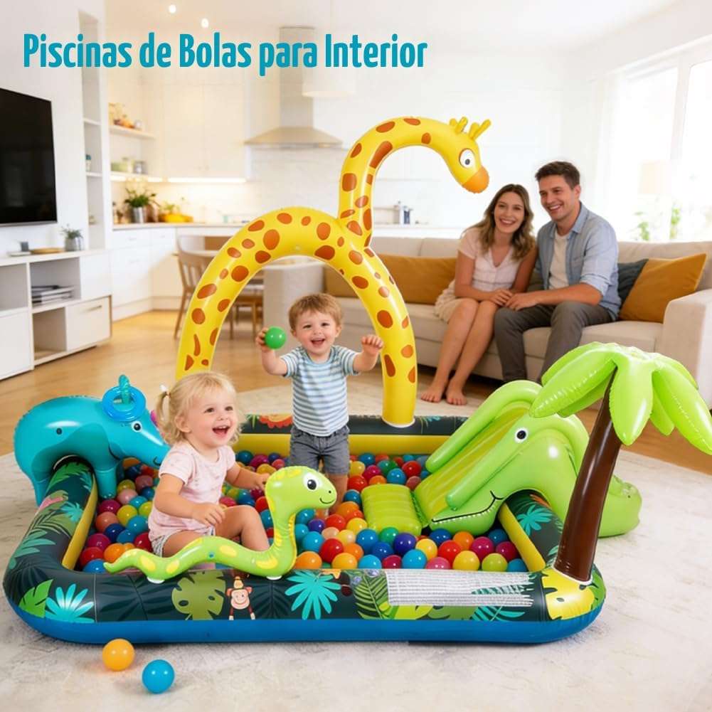 centro de juegos inflable con tobogán, rociador de agua y piscina para niños