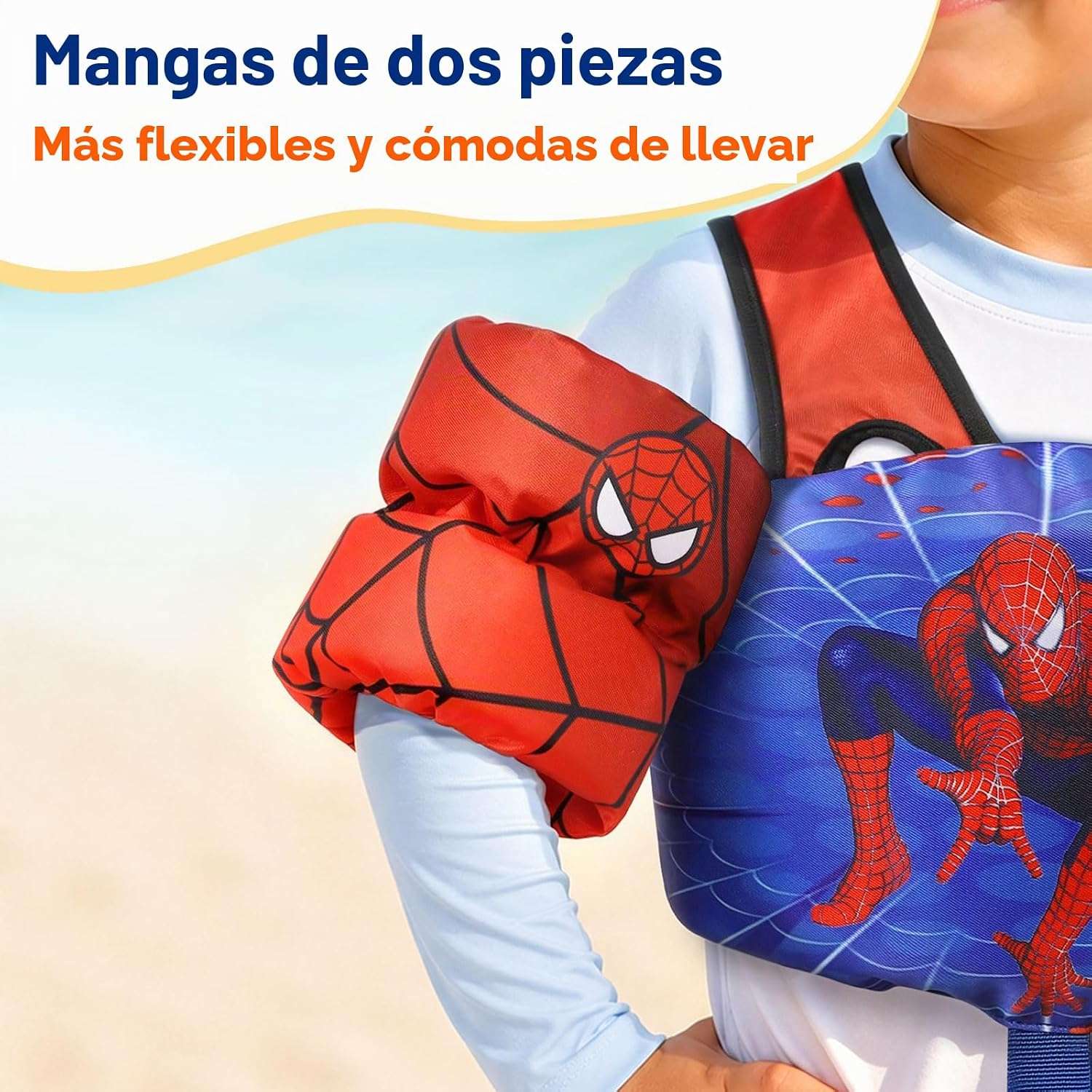 chaleco de natación para niños con flotador de brazo y correa ajustable en la entrepierna