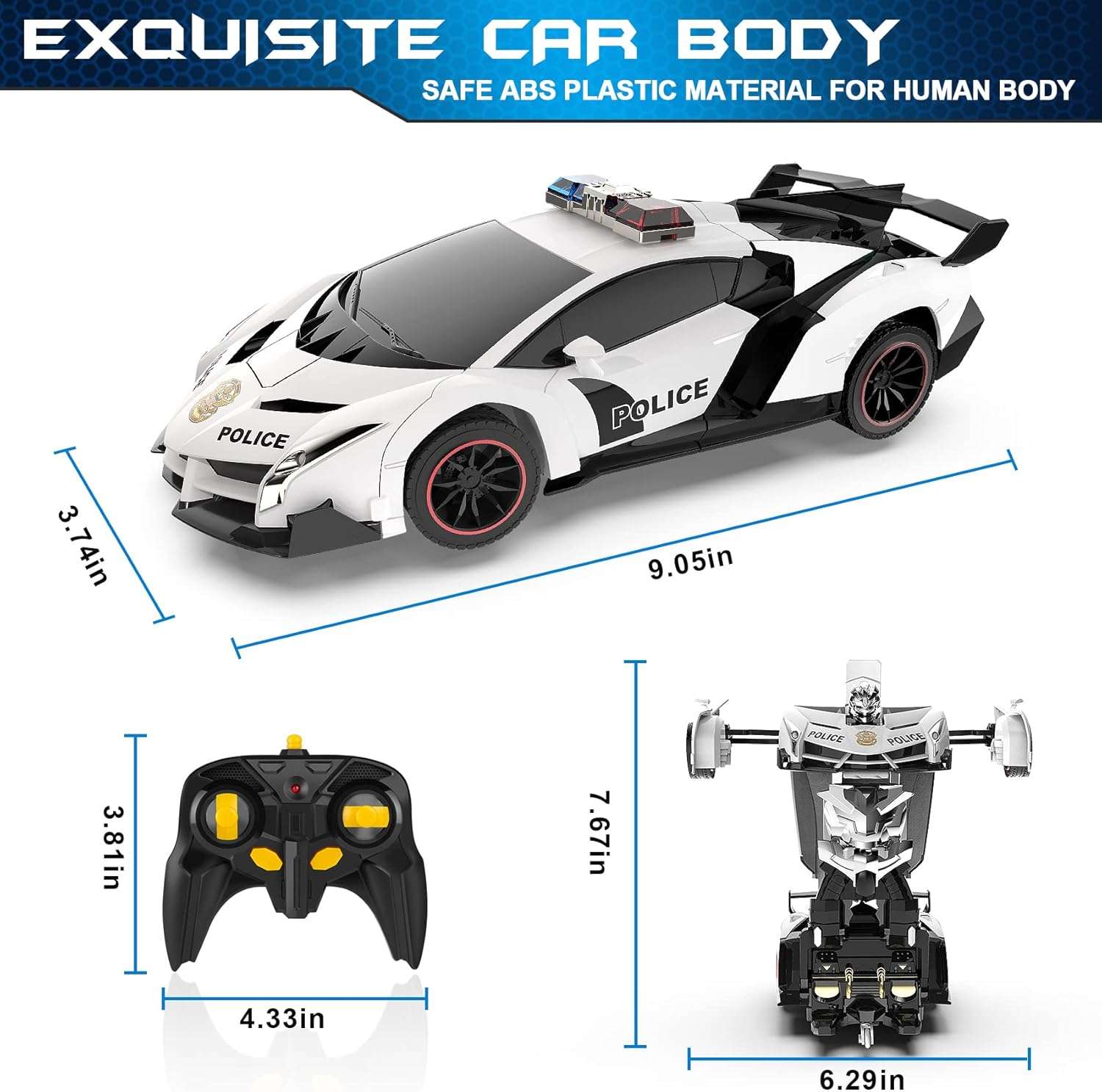 Coche De Policia Robot A Control Remoto Transformable - Imagen 6
