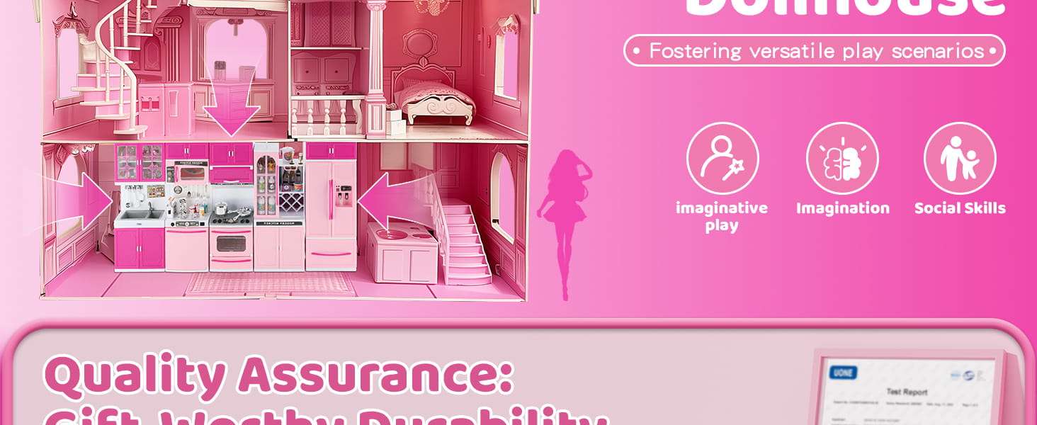 cocina de juguete rosa con 64 piezas, luces, sonidos y accesorios para muñecas