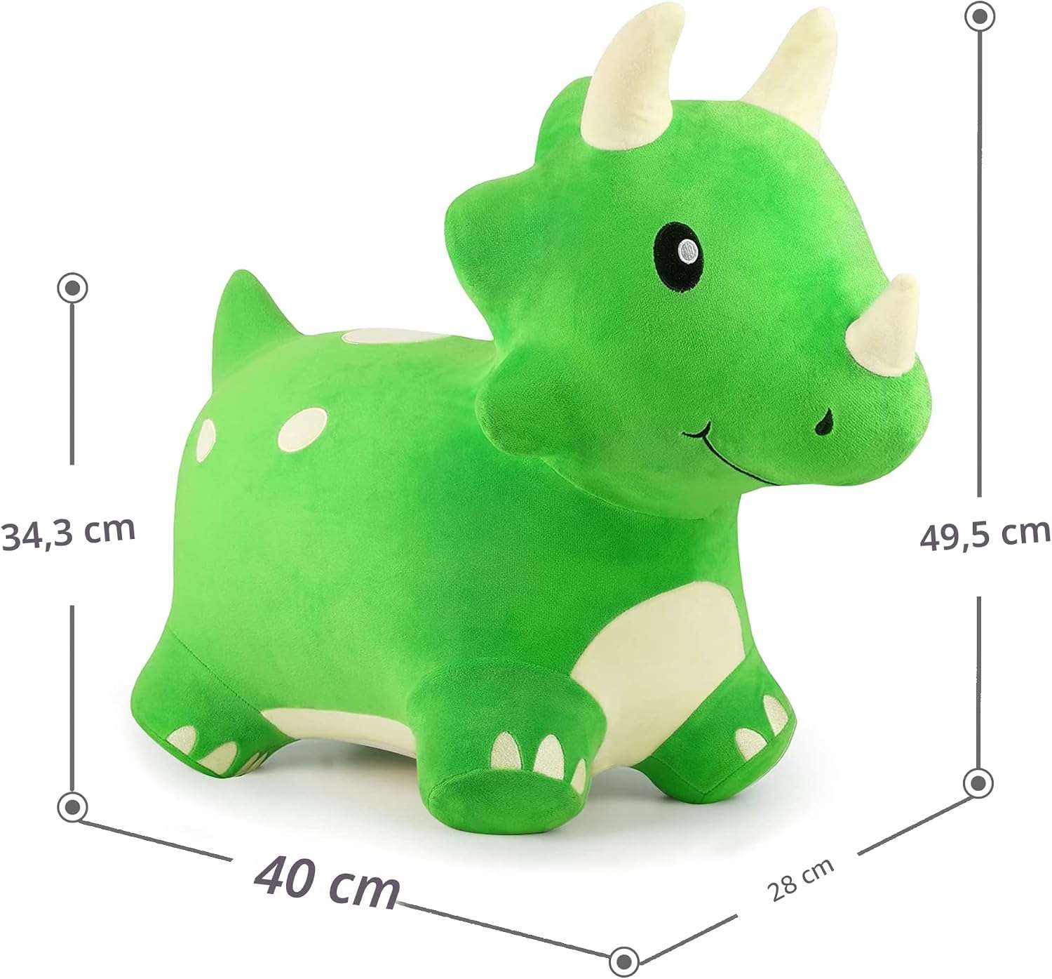 dinosaurio triceratops saltarín de felpa con funda lavable y bomba para niños