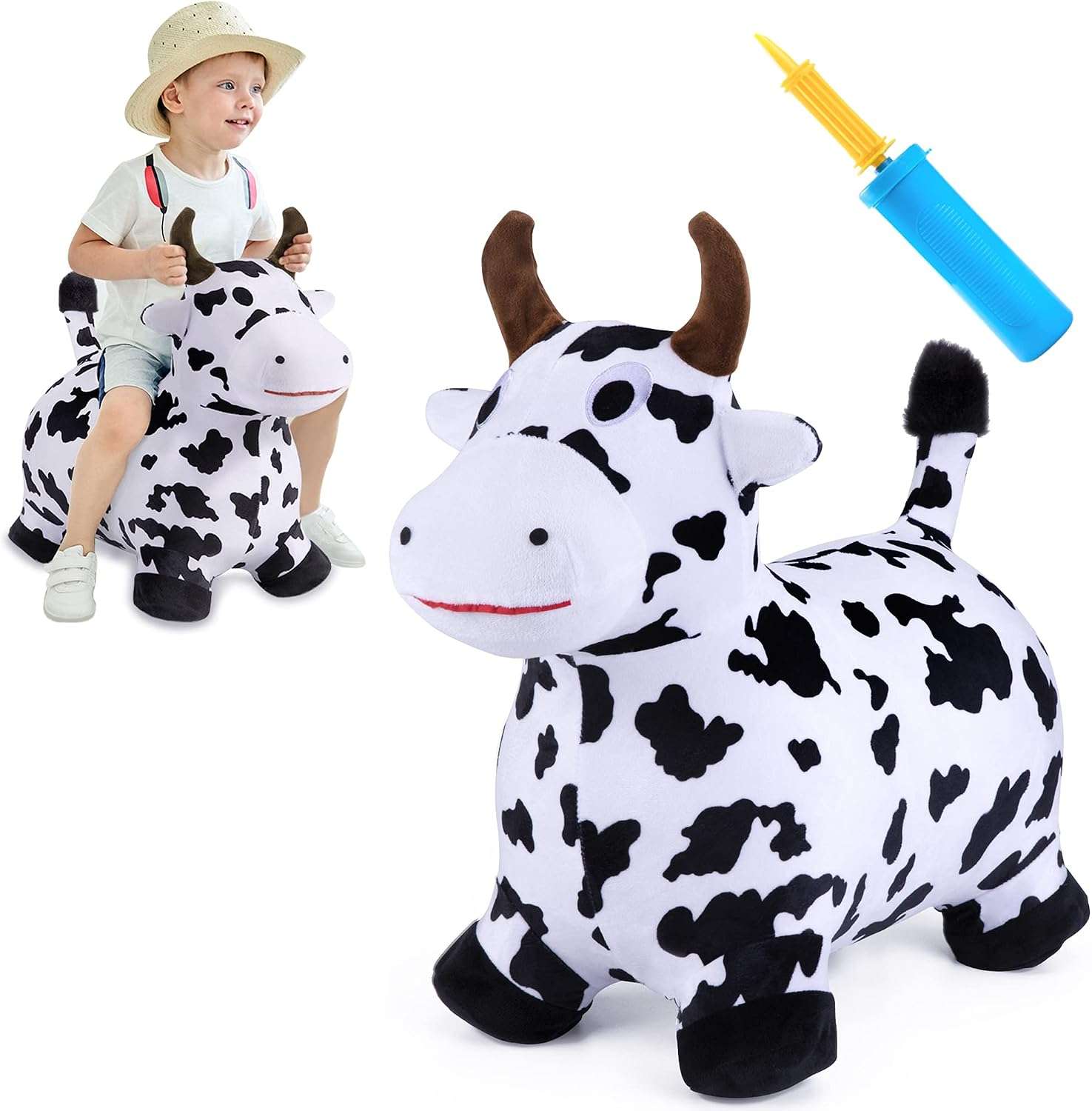 dinosaurio triceratops saltarín de felpa con funda lavable y bomba para niños