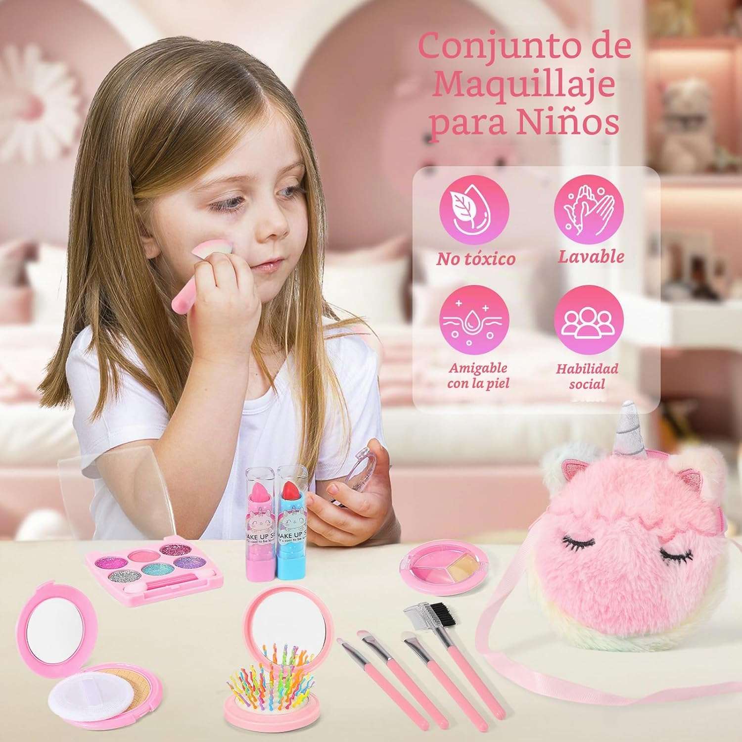 disfraz de princesa con capa brillante, accesorios, zapatos y kit de maquillaje para niñas