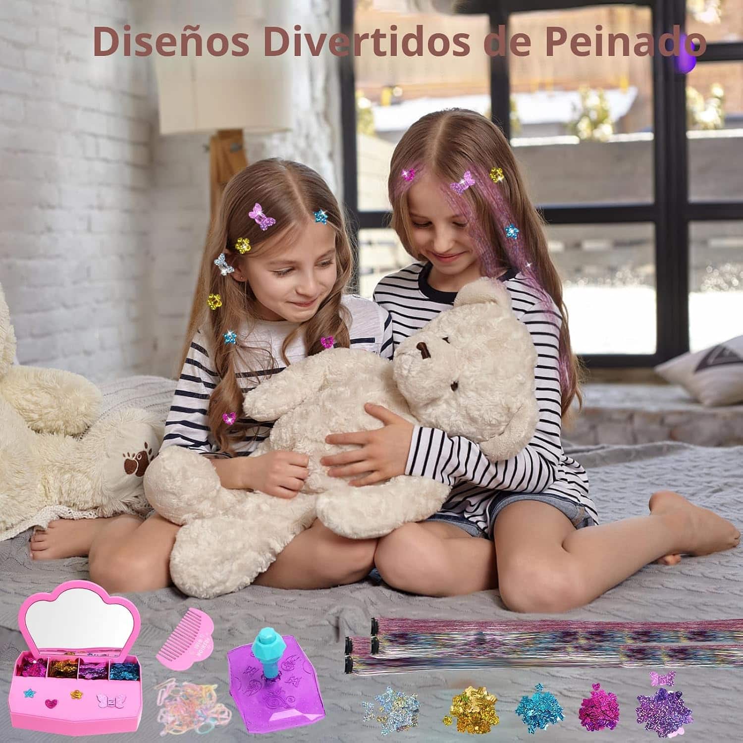 engrapadora de gemas para el cabello con 200 lentejuelas brillantes para niñas