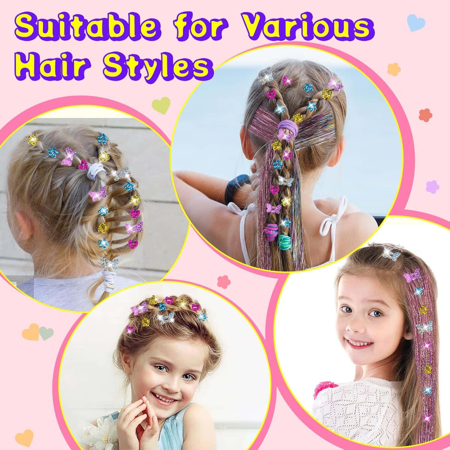 engrapadora de gemas para el cabello con 200 lentejuelas brillantes para niñas