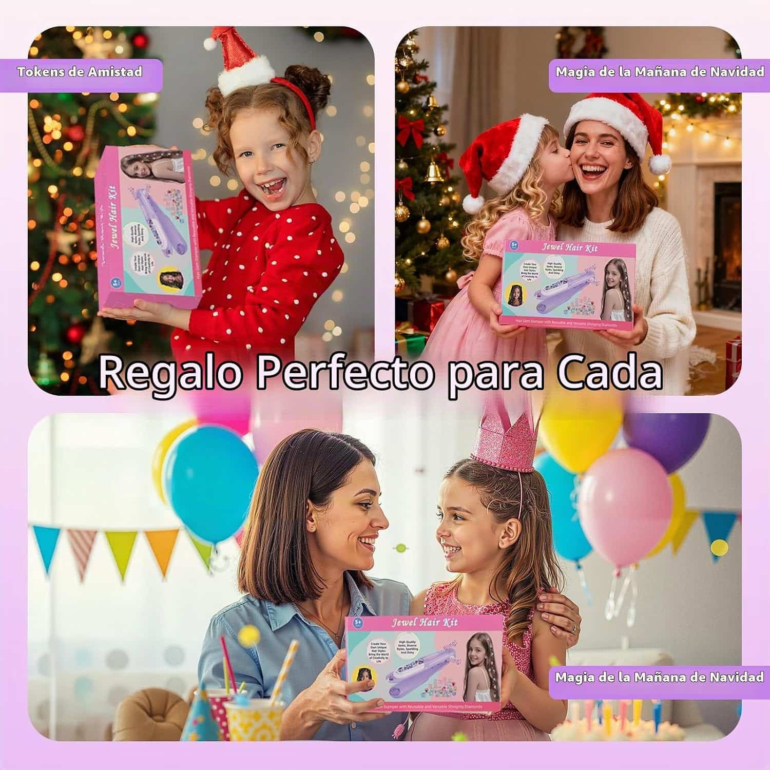 estampador de gemas para el cabello con diamantes brillantes y reutilizables para niñas