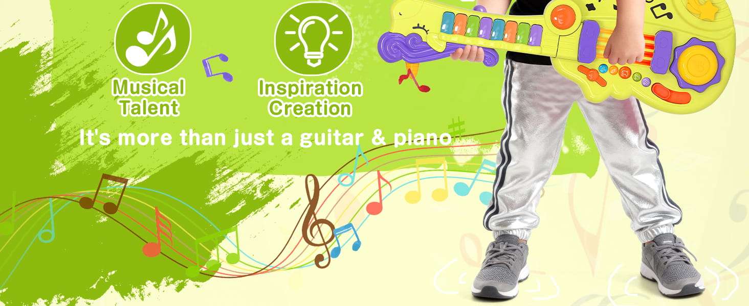 guitarra de juguete multifuncional 3 en 1 con luces y efectos de sonido para niños
