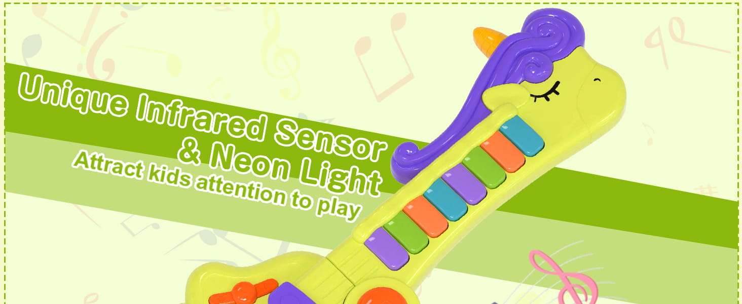 guitarra de juguete multifuncional 3 en 1 con luces y efectos de sonido para niños