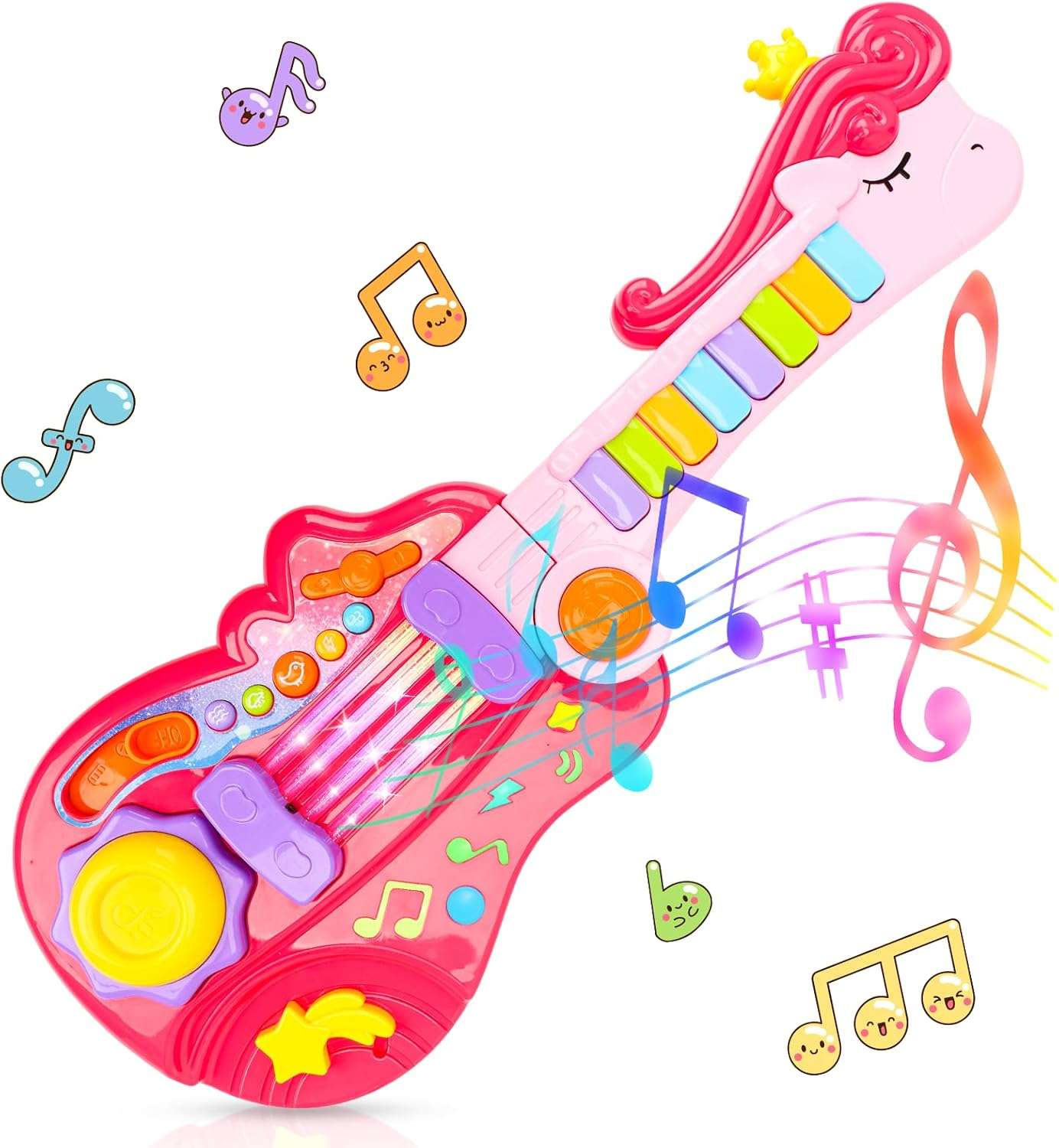 guitarra eléctrica de juguete 2 en 1 con piano, luces y diseño sin cuerdas para niños