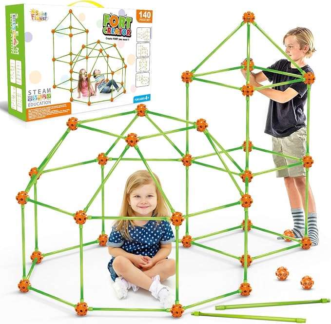 kit de construcción de fuertes que brillan en la oscuridad con varillas para niños