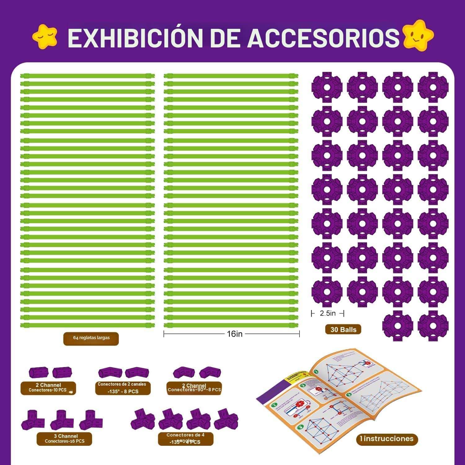 kit de construcción de fuertes que brillan en la oscuridad con varillas para niños