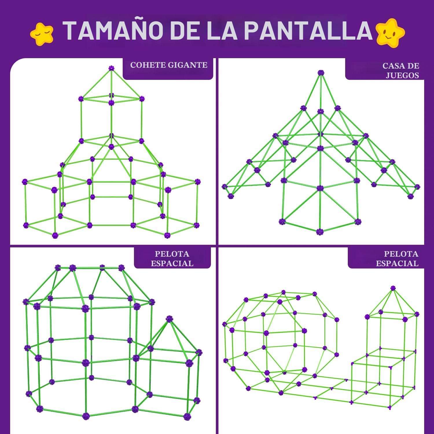 kit de construcción de fuertes que brillan en la oscuridad con varillas para niños