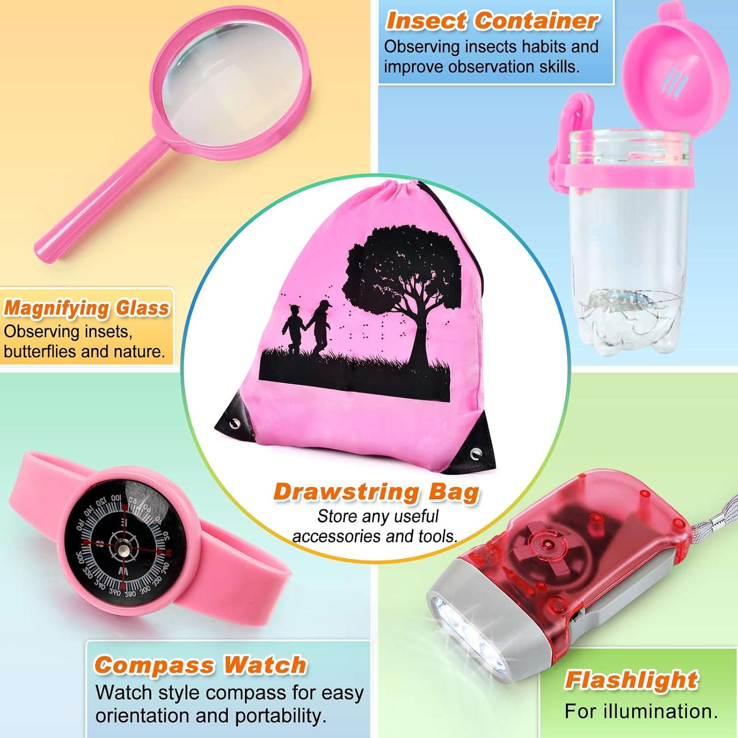 kit de explorador para niños con chaleco, sombrero, binoculares y accesorios