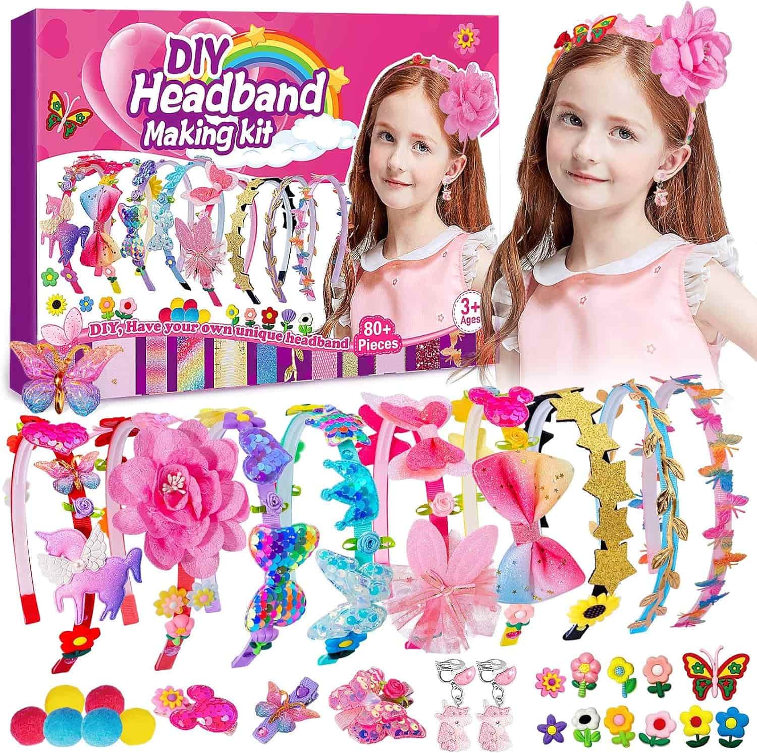 kit de fabricación de diademas y accesorios para el cabello con decoraciones brillantes para niñas