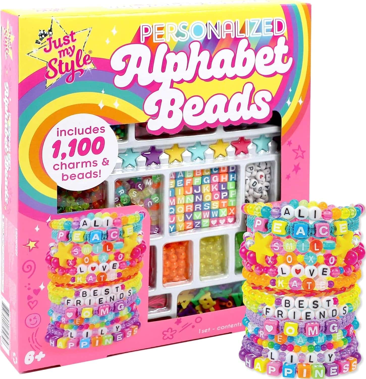 kit de cuentas con más de 1000 piezas y letras del alfabeto para crear pulseras y joyas