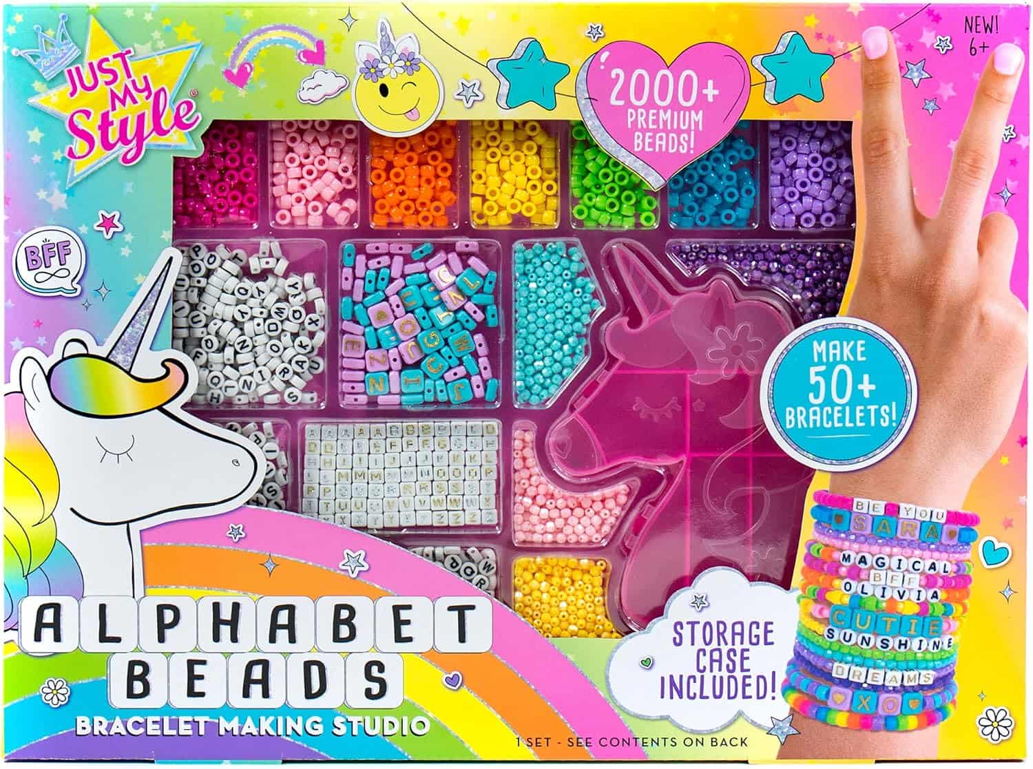 kit de cuentas con más de 1000 piezas y letras del alfabeto para crear pulseras y joyas