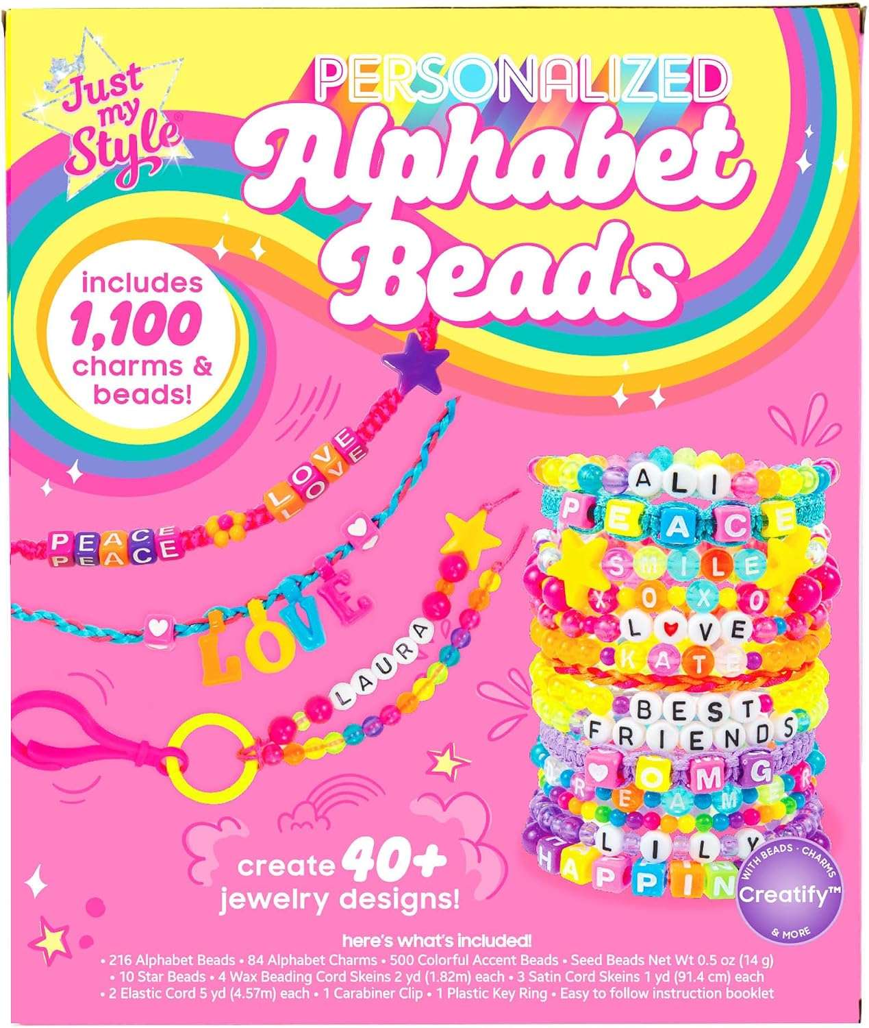 kit de cuentas con más de 1000 piezas y letras del alfabeto para crear pulseras y joyas