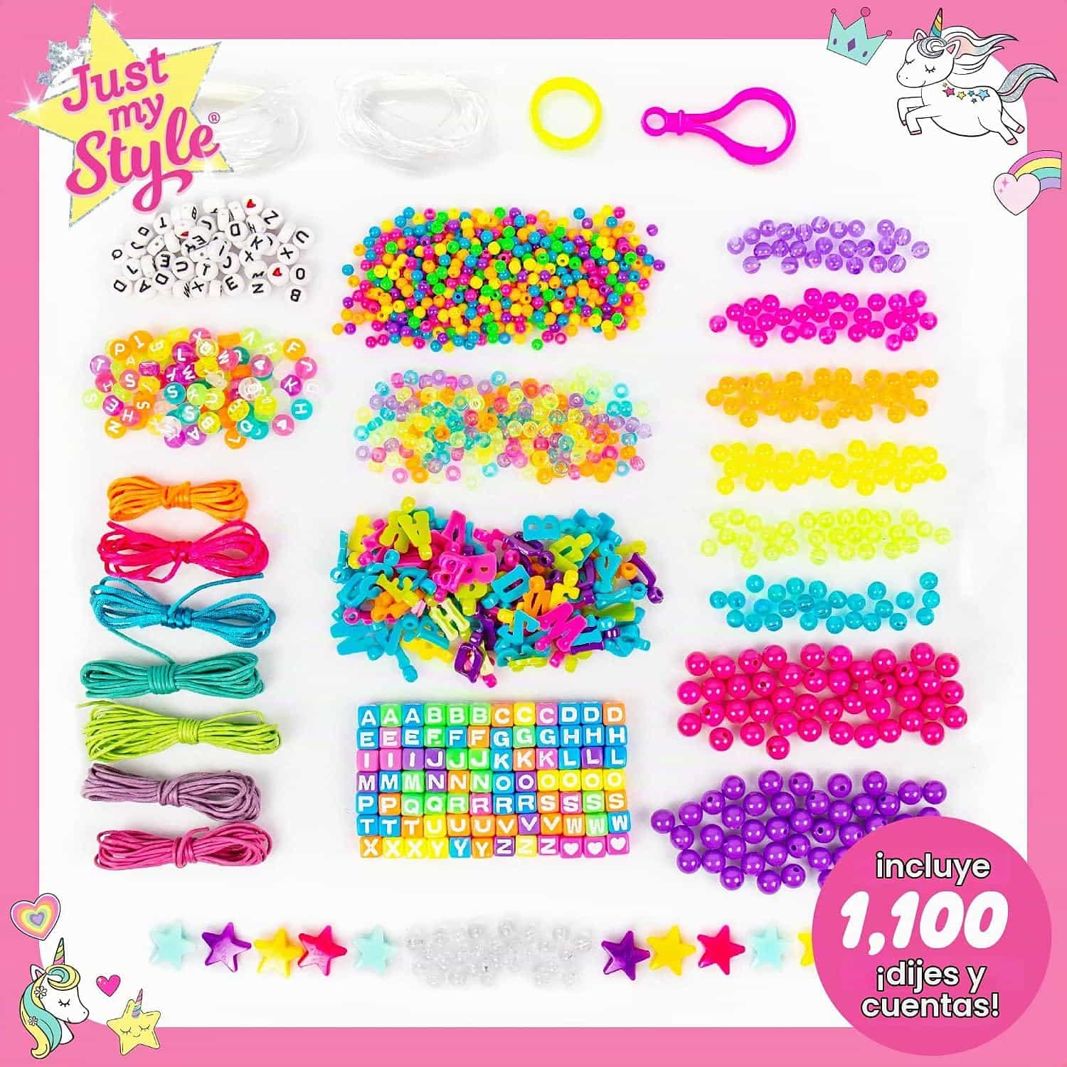kit de cuentas con más de 1000 piezas y letras del alfabeto para crear pulseras y joyas