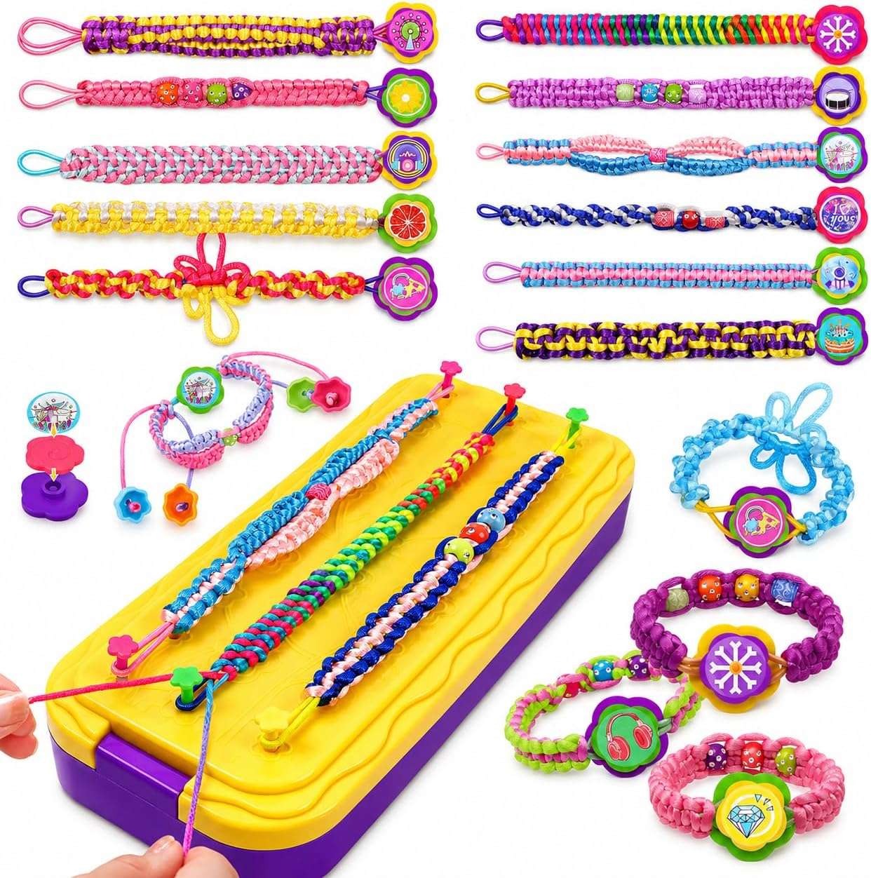 kit de fabricación de pulseras de la amistad con cuentas y calcomanías de moda para niñas