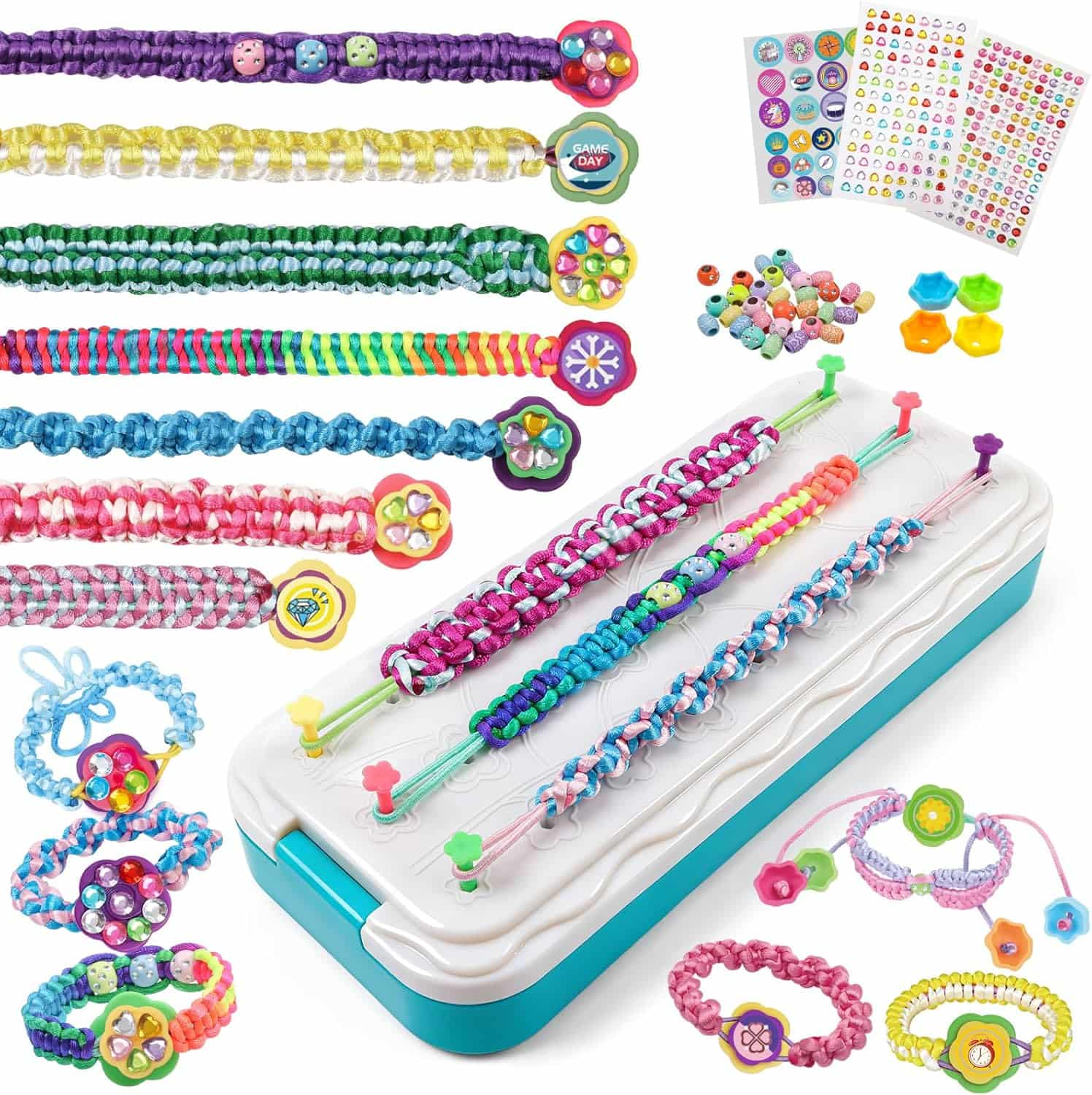 kit de fabricación de pulseras de la amistad con cuentas y calcomanías de moda para niñas
