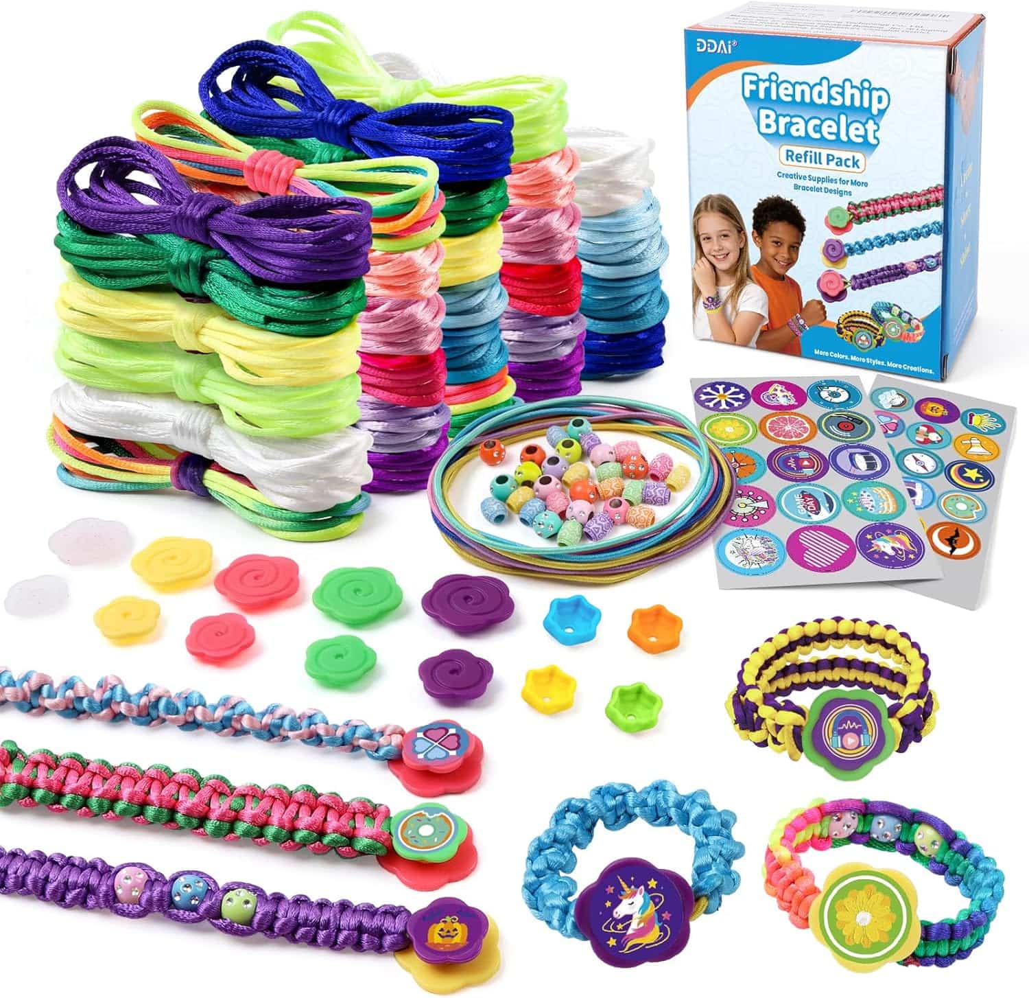 kit de fabricación de pulseras de la amistad con cuentas y calcomanías de moda para niñas