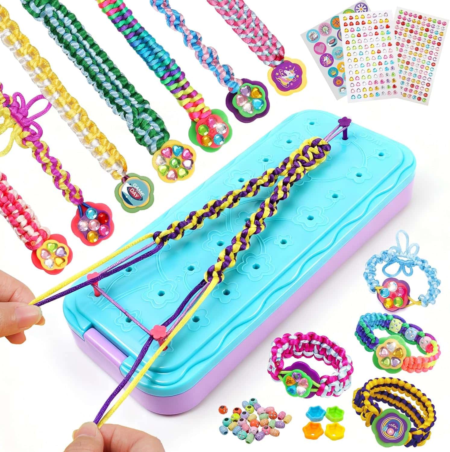 kit de fabricación de pulseras de la amistad con cuentas y calcomanías de moda para niñas