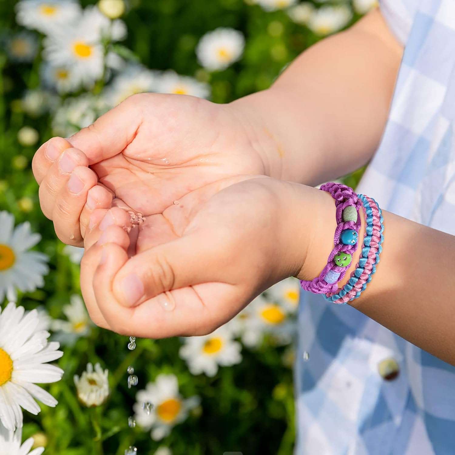 kit de fabricación de pulseras de la amistad con cuentas y calcomanías de moda para niñas