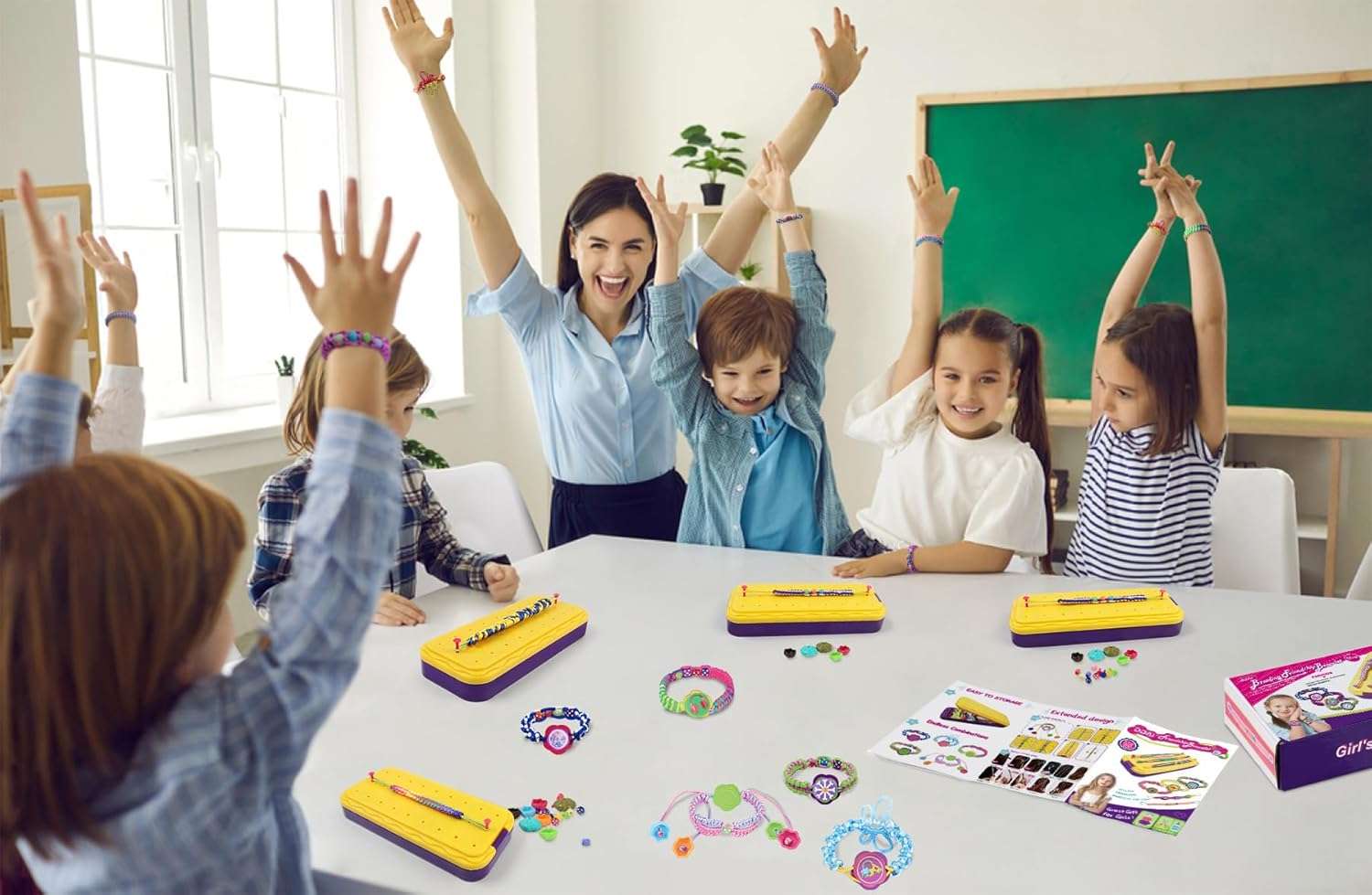 kit de fabricación de pulseras de la amistad con cuentas y calcomanías de moda para niñas